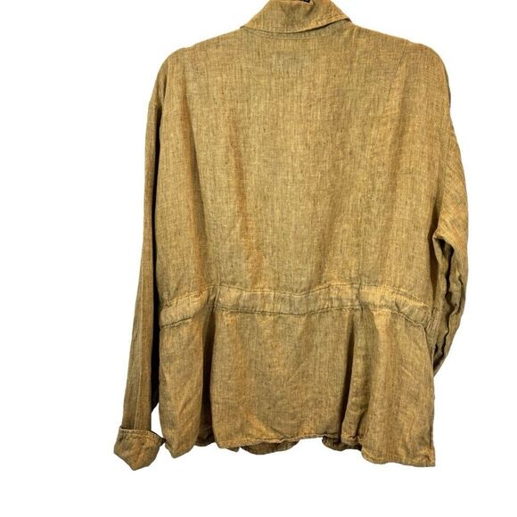 Ladies Flax Linen Button‎ Down Shirt Jacket Size Large Tan Color - Picture 5 of 13